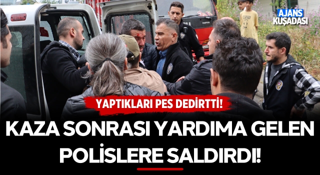 Kaza Sonrası Kendisine Yardıma Gelen Polislere Saldırdı!