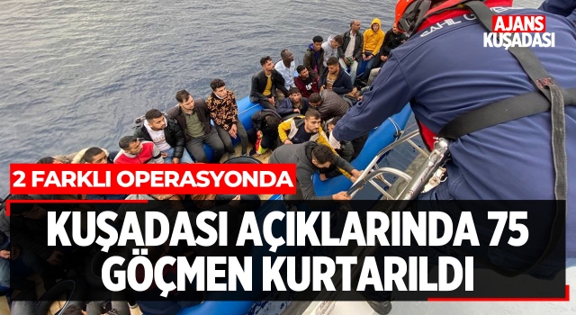 Kuşadası Açıklarında 75 Göçmen Kurtarıldı