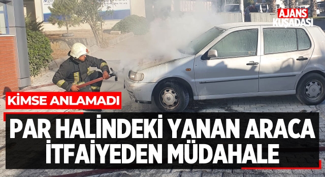 Park Halindeki Yanan Otomobile İtfaiyeden Müdahale