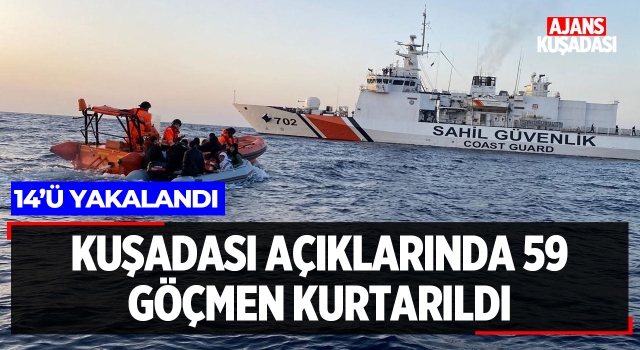 Kuşadası'nda 59 Göçmen Kurtarıldı