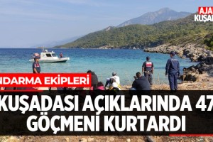 Jandarma Ekipleri Kuşadası'nda 47 Göçmeni Kurtardı