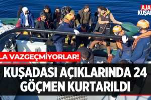 Kuşadası Açıklarında 24 Göçmen Kurtarıldı