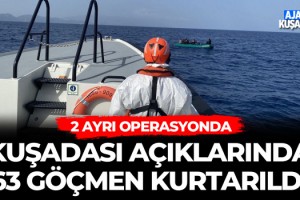 Kuşadası Açıklarında 63 Göçmen Kurtarıldı