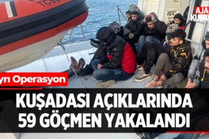 Kuşadası Açıklarında 59 Göçmen Yakalandı