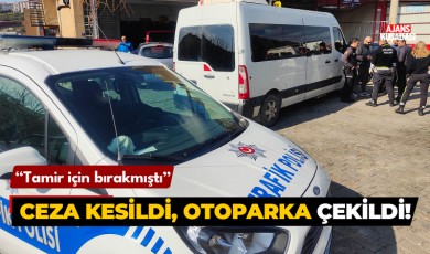 Tamir için bıraktığı motosiklete ceza kesilip otoparka çekildi!